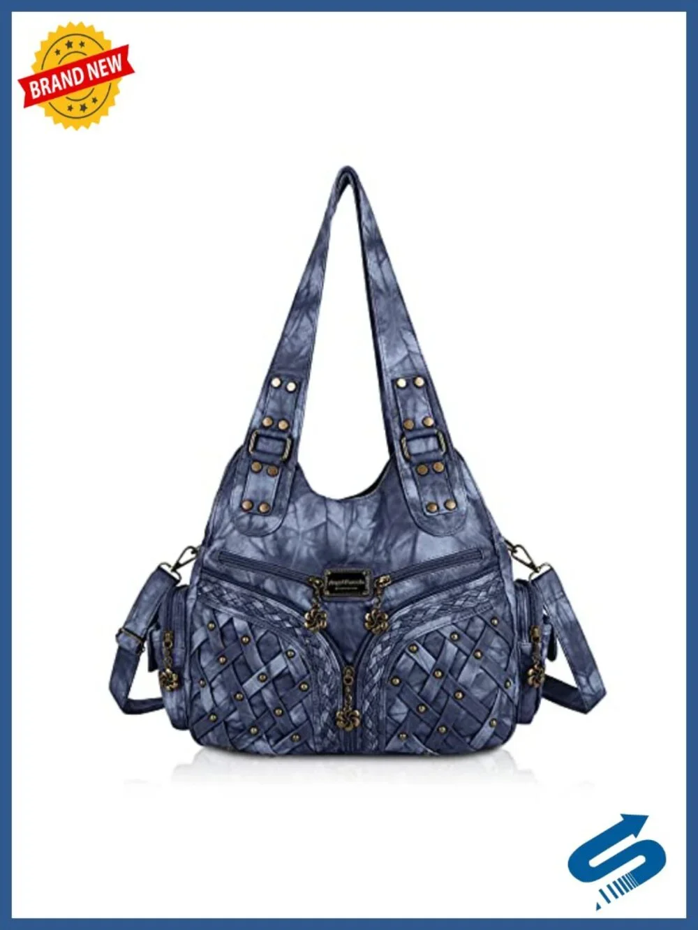 Large Hobo Shoulder Bag Soft PU Leather Tote with Multiple Pockets